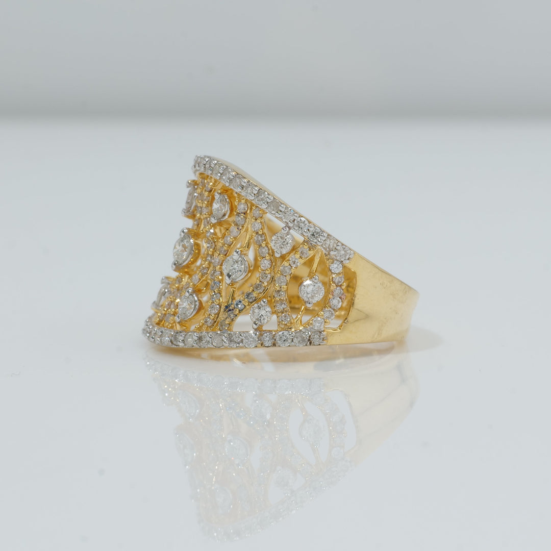 Lattice Diamond Cocktail Band Ring