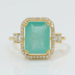 Load image into Gallery viewer, Green Emerald Cut Halo Diamond Ring
