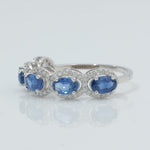 Load image into Gallery viewer, Oval Sapphire Halo Diamond Eternity Band Ring
