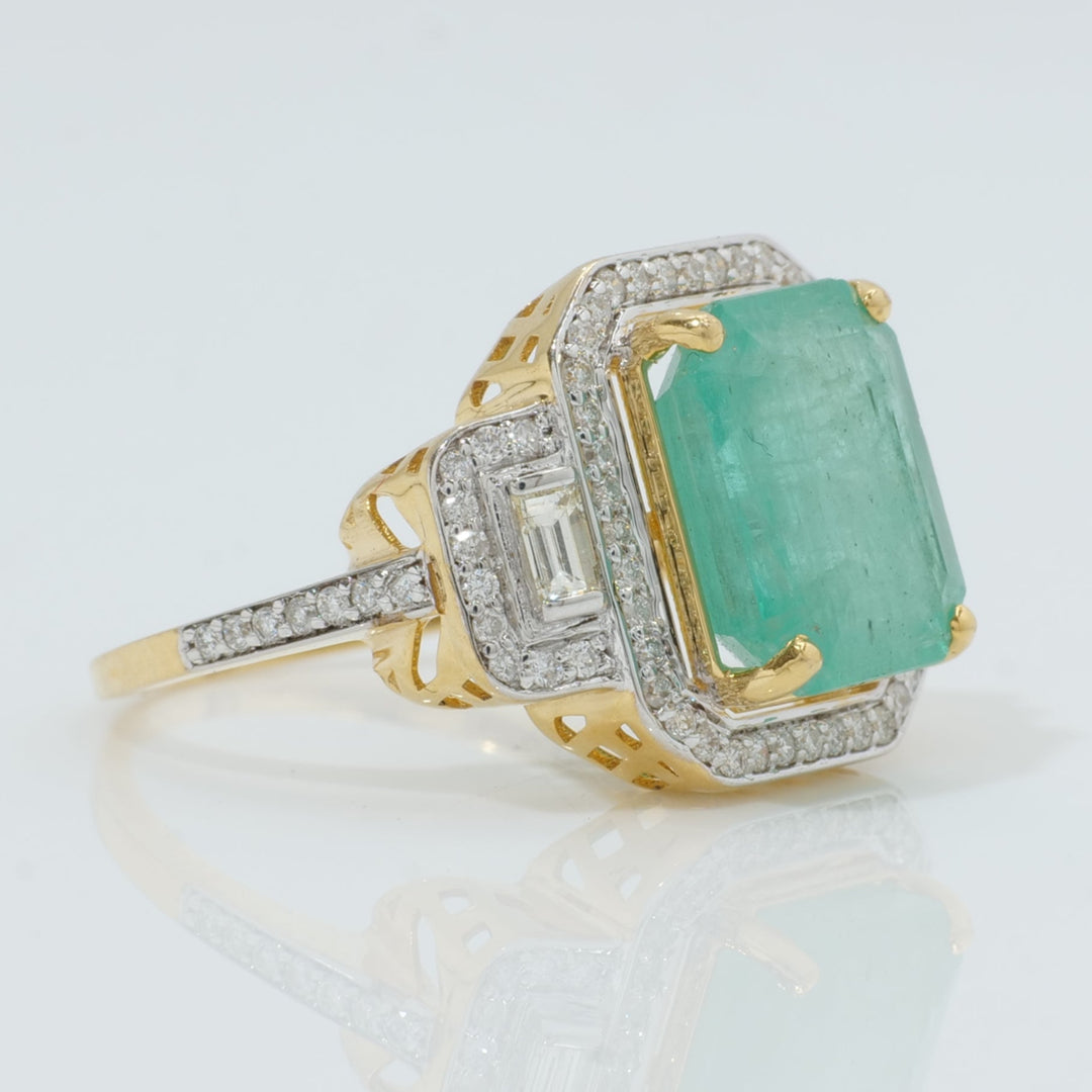 Emerald Cut Halo Ring