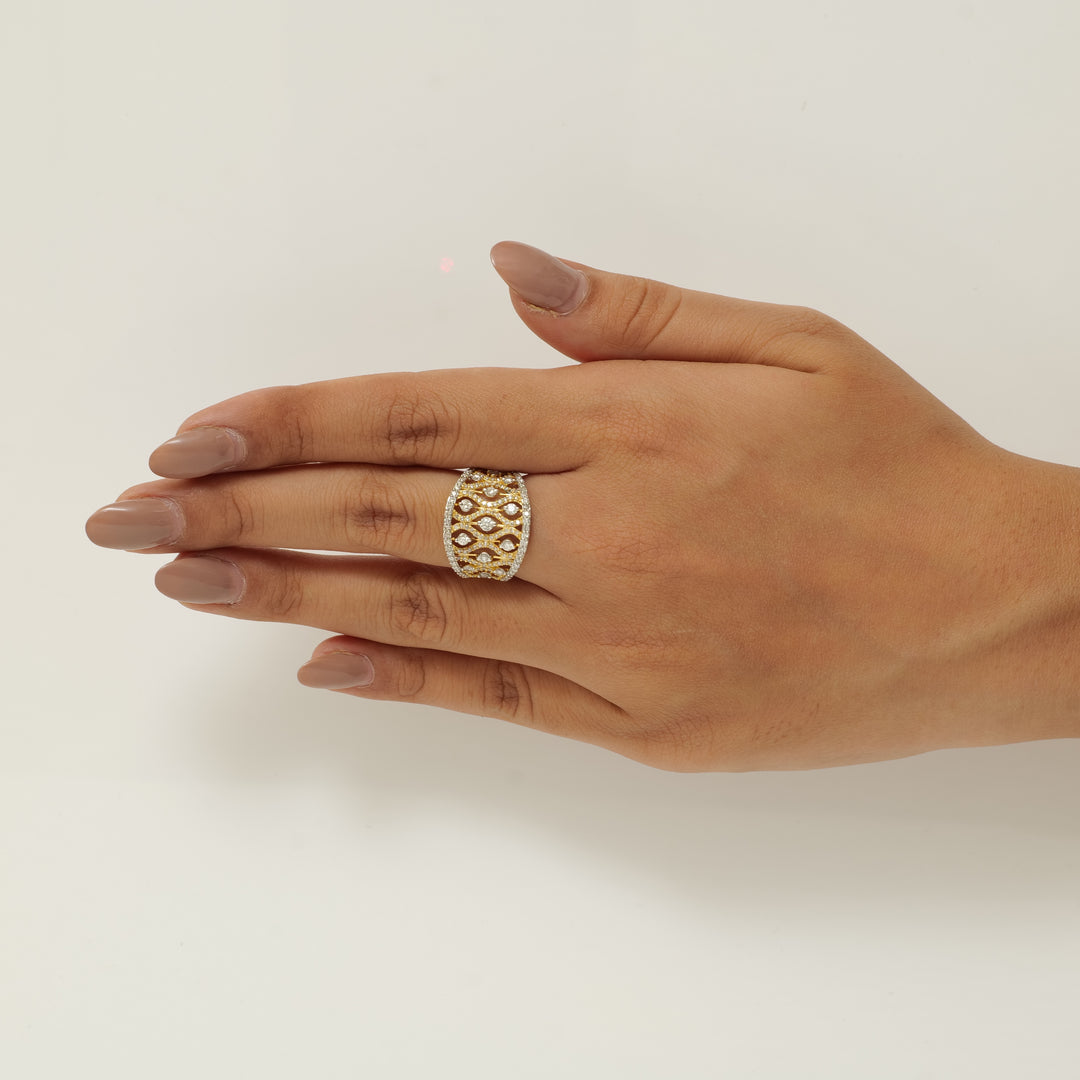Lattice Diamond Cocktail Band Ring