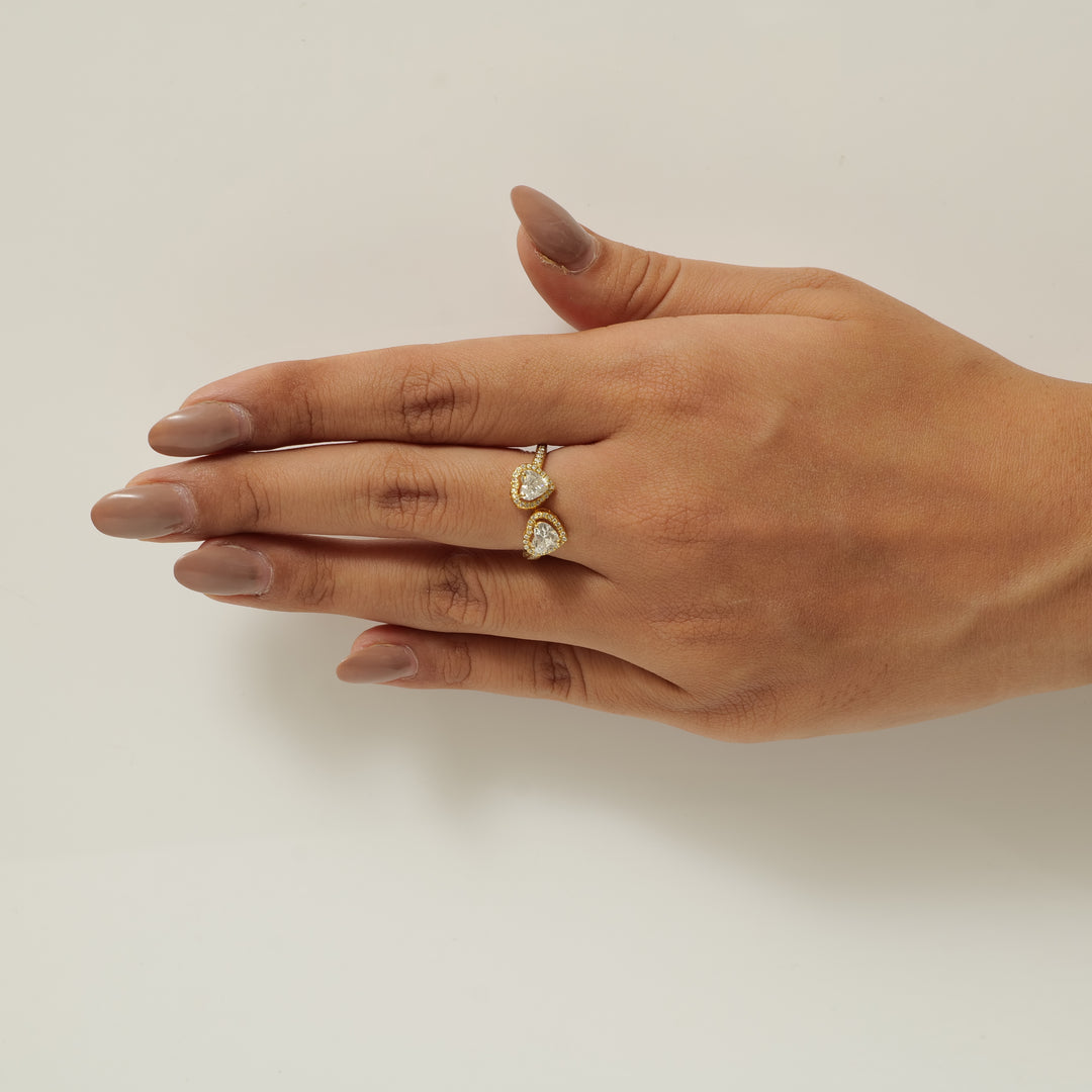Heart Halo Diamond Bypass Ring