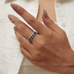 Load image into Gallery viewer, Oval Sapphire Halo Diamond Eternity Ring
