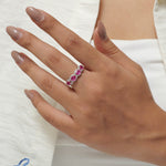 Load image into Gallery viewer, Ruby Gemstone Eternity Diamond Band Ring
