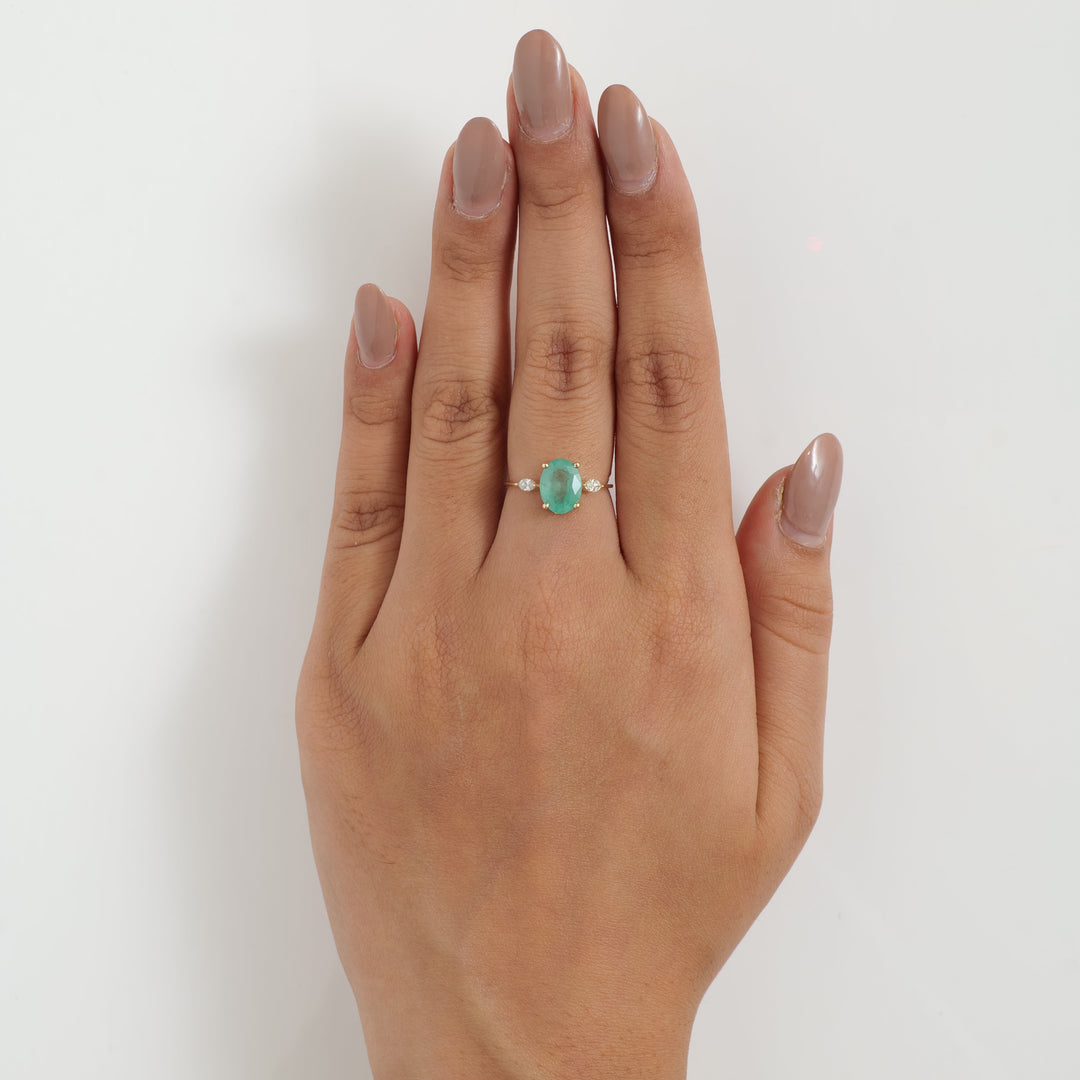 Oval Emerald Diamond Ring