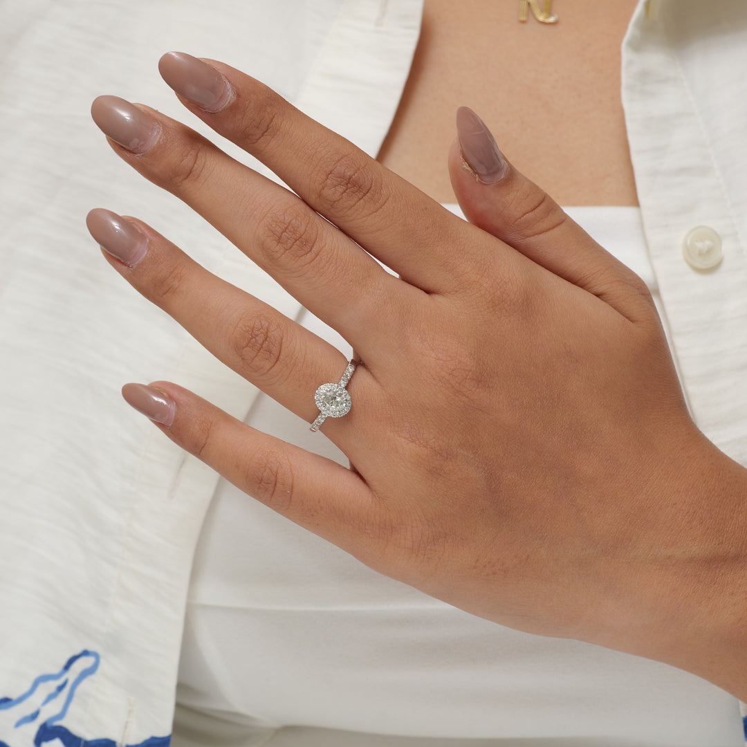 Oval Halo Diamond Bypass Ring