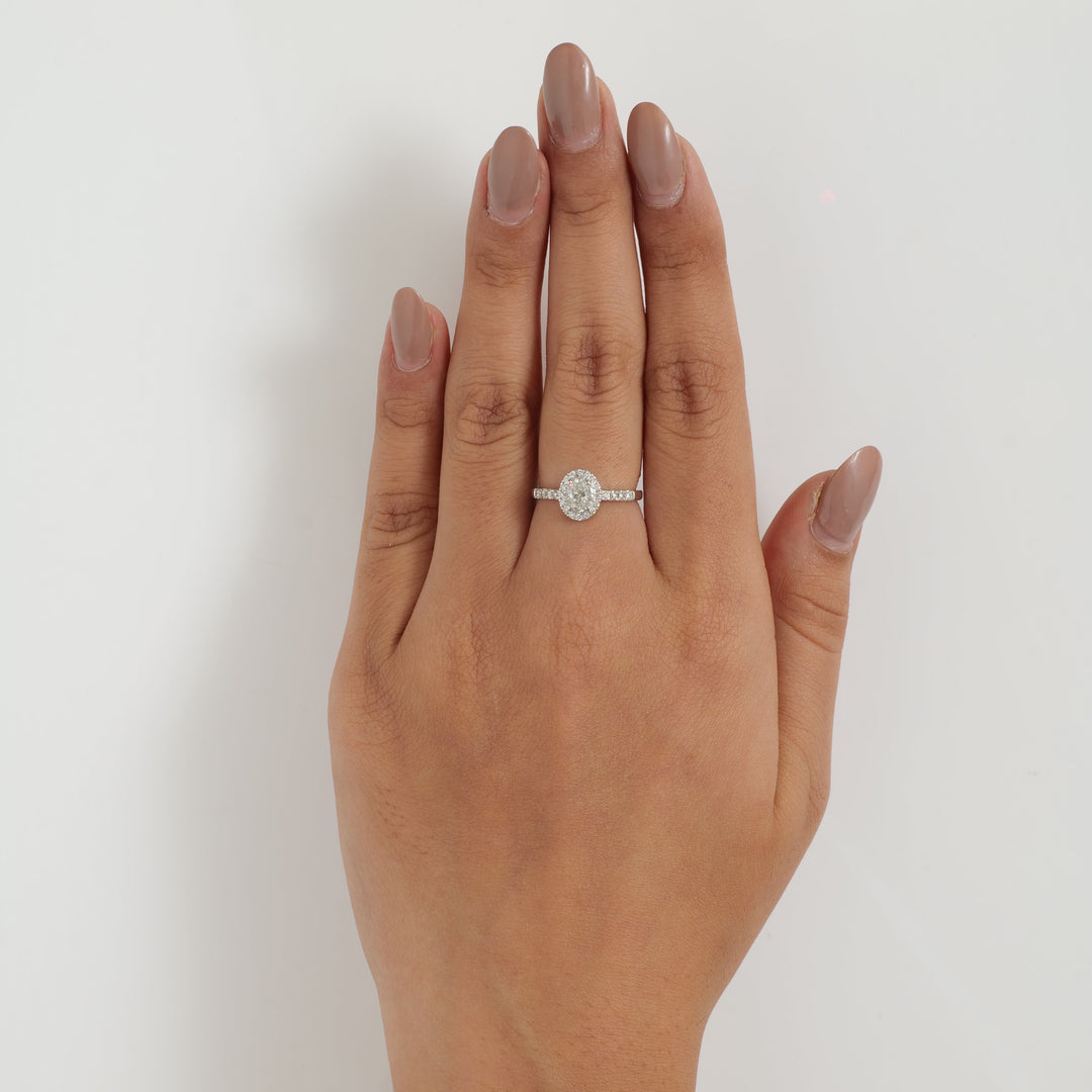 Oval Halo Diamond Bypass Ring
