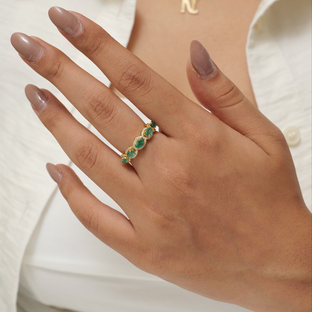 Oval Emerald Diamond Ring