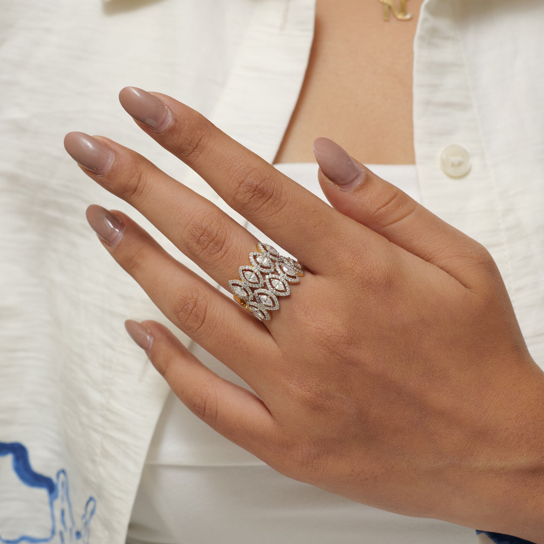 Marquise Wide Band Diamond Ring