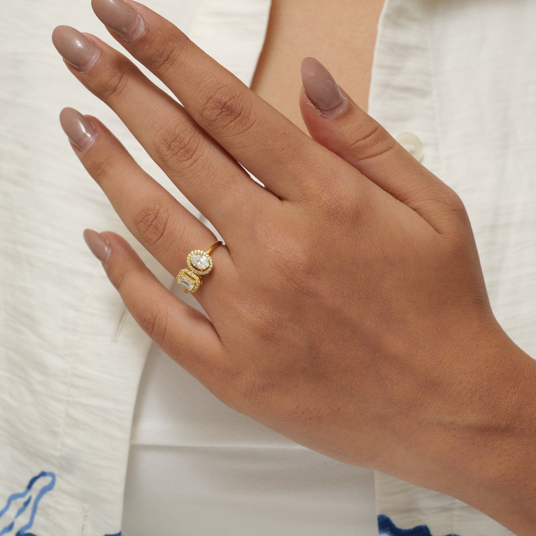 Dual Oval Halo Diamond Ring