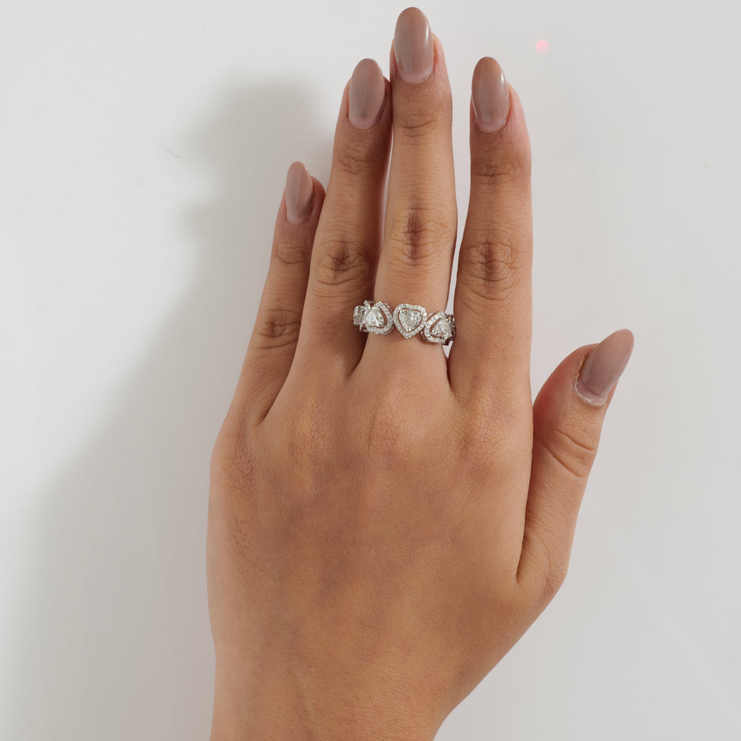 Heart Halo Diamond Eternity Band Ring