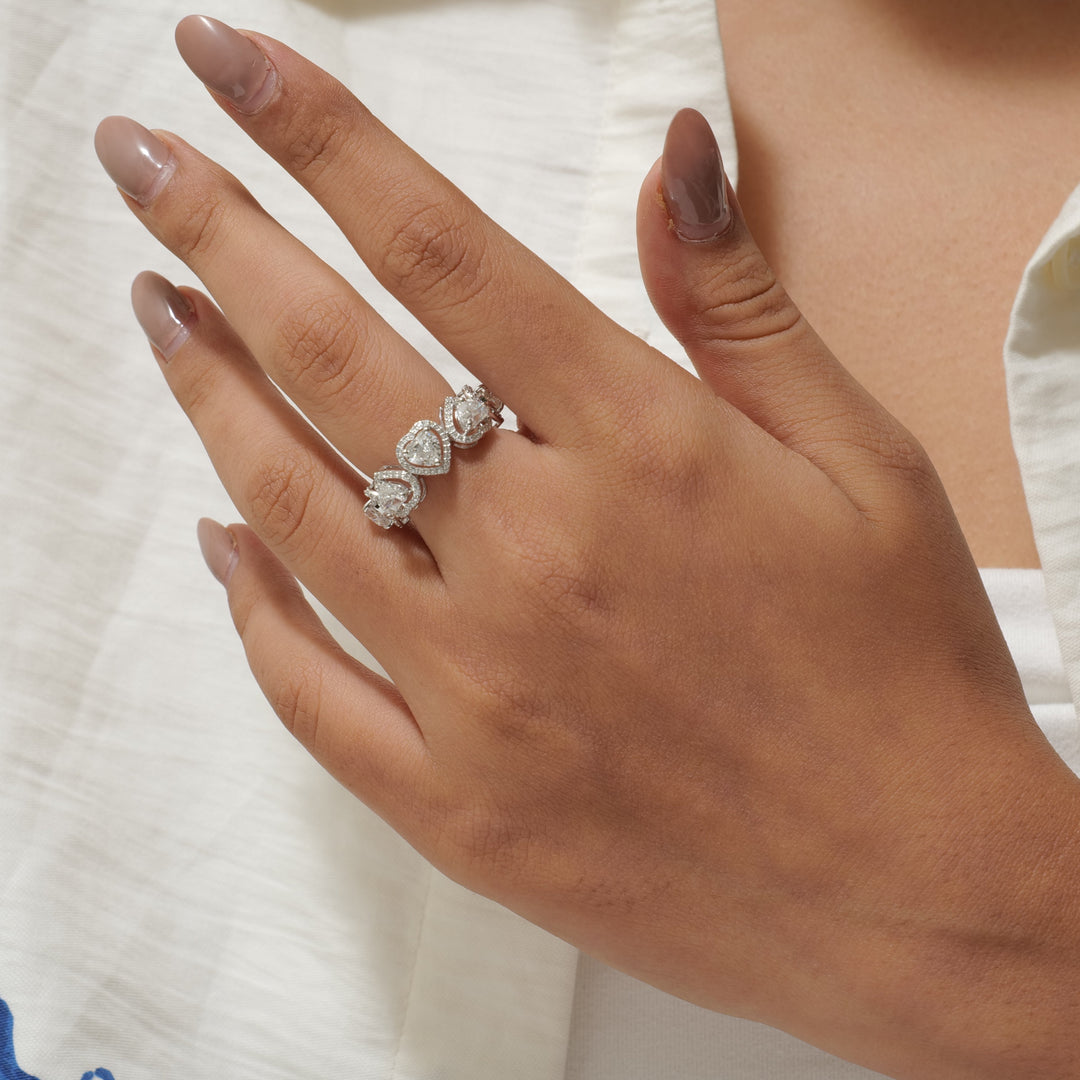 Heart Halo Diamond Eternity Band Ring