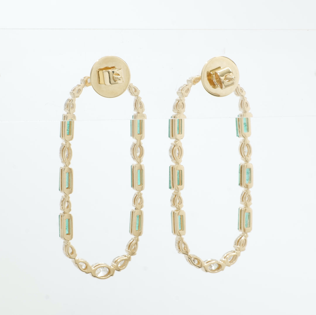 Emerald Diamond Hoop Earrings
