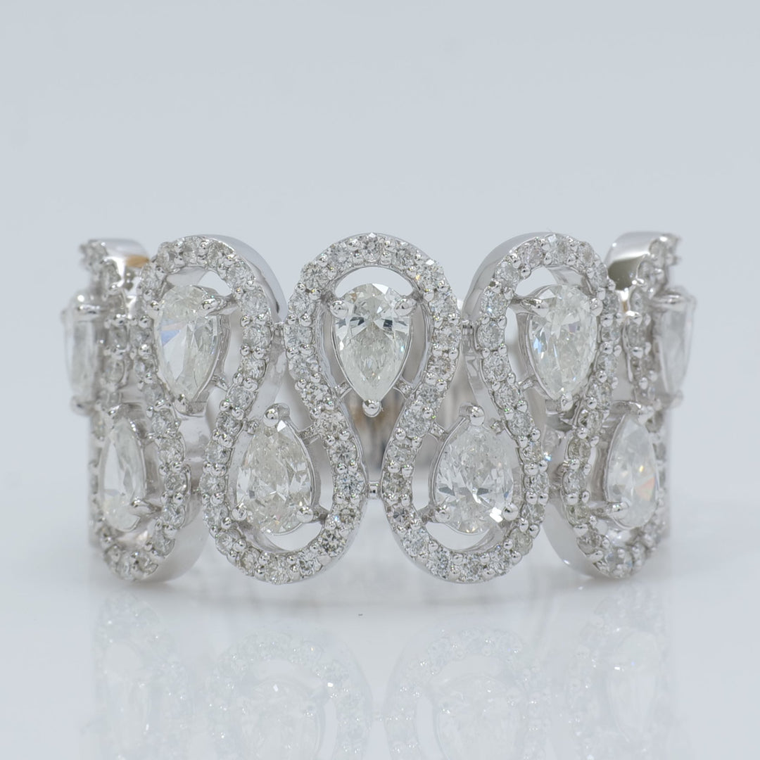 Pear Halo Loop Diamond Band Ring