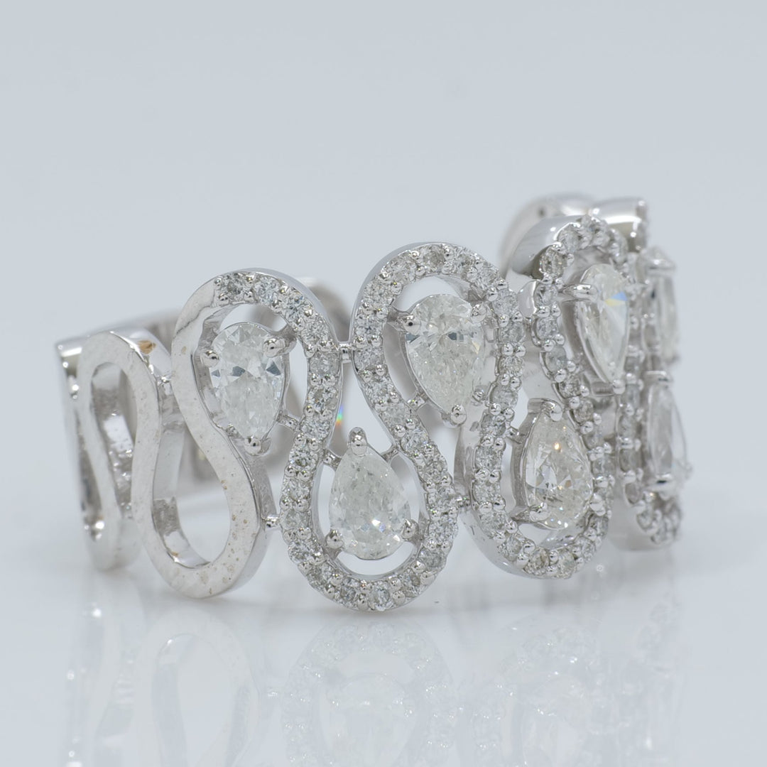 Pear Halo Loop Diamond Band Ring