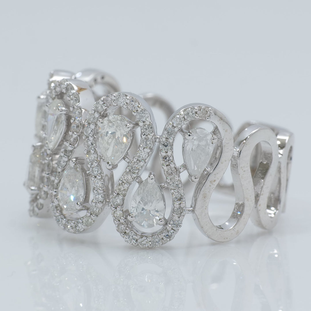 Pear Halo Loop Diamond Band Ring