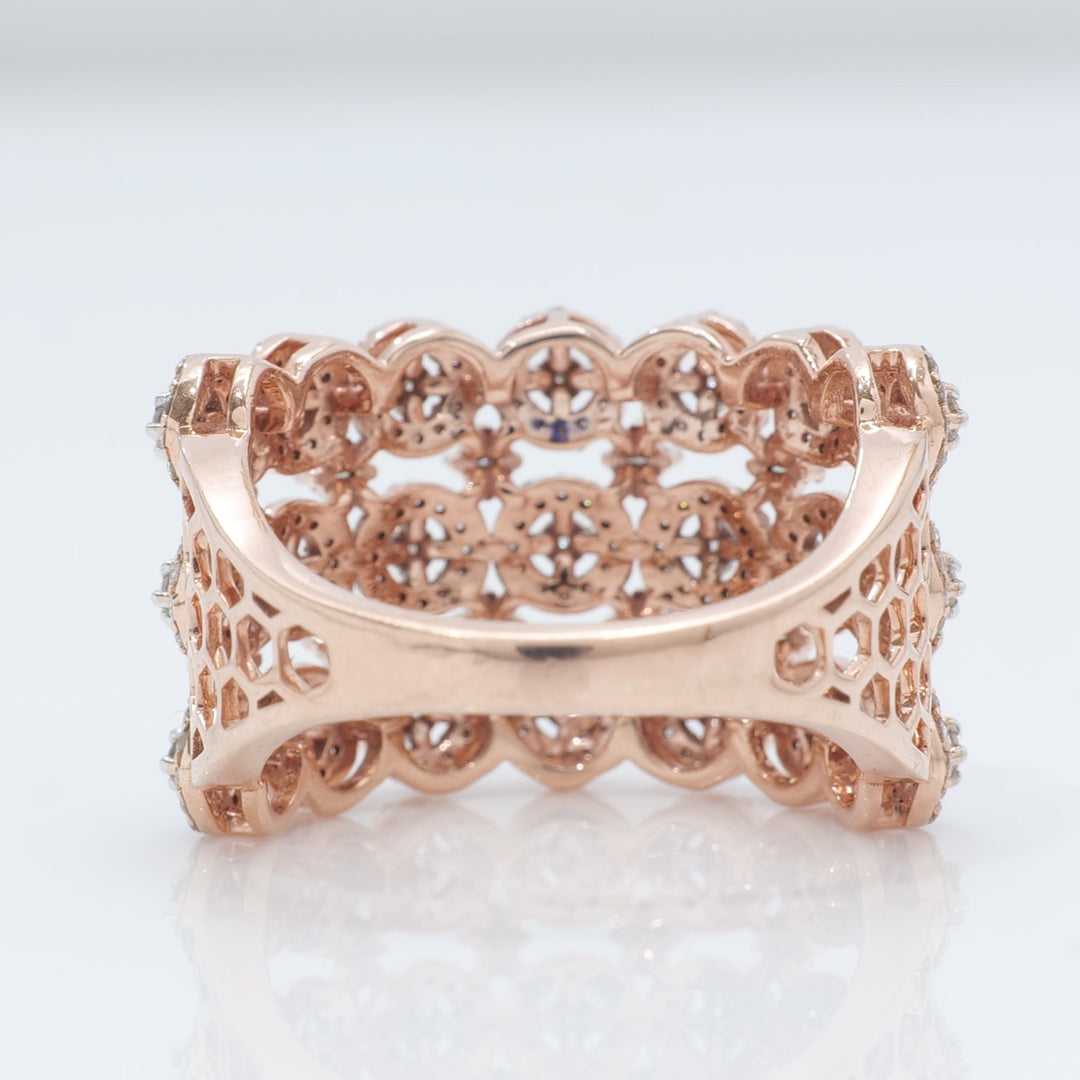 Three Row Wide Diamond Band Ring