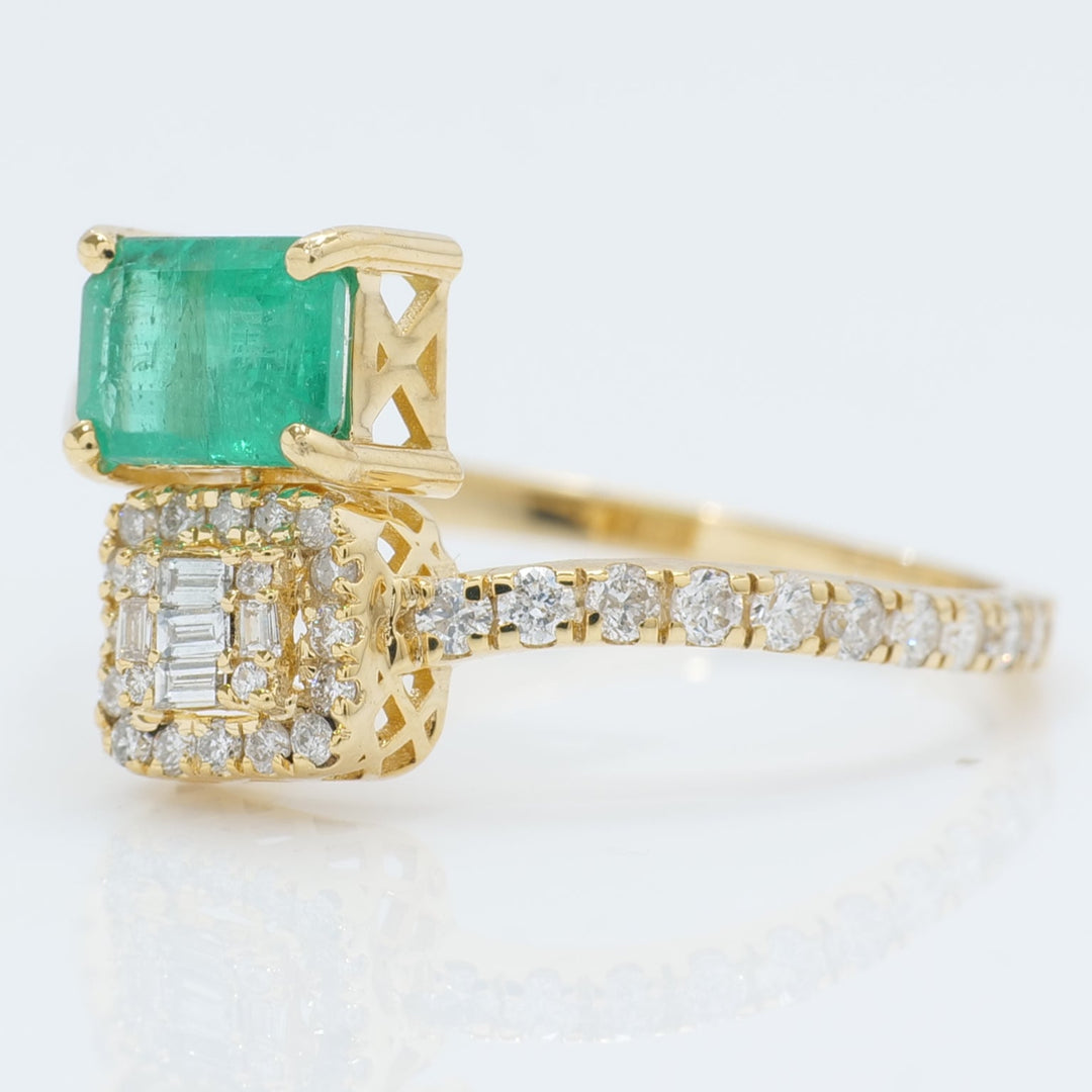 Emerald Diamond Bypass Ring
