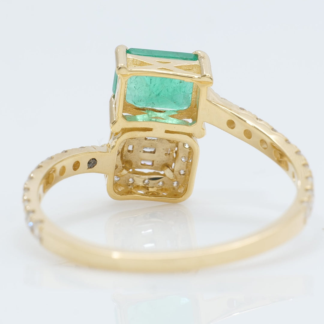 Emerald Diamond Bypass Ring