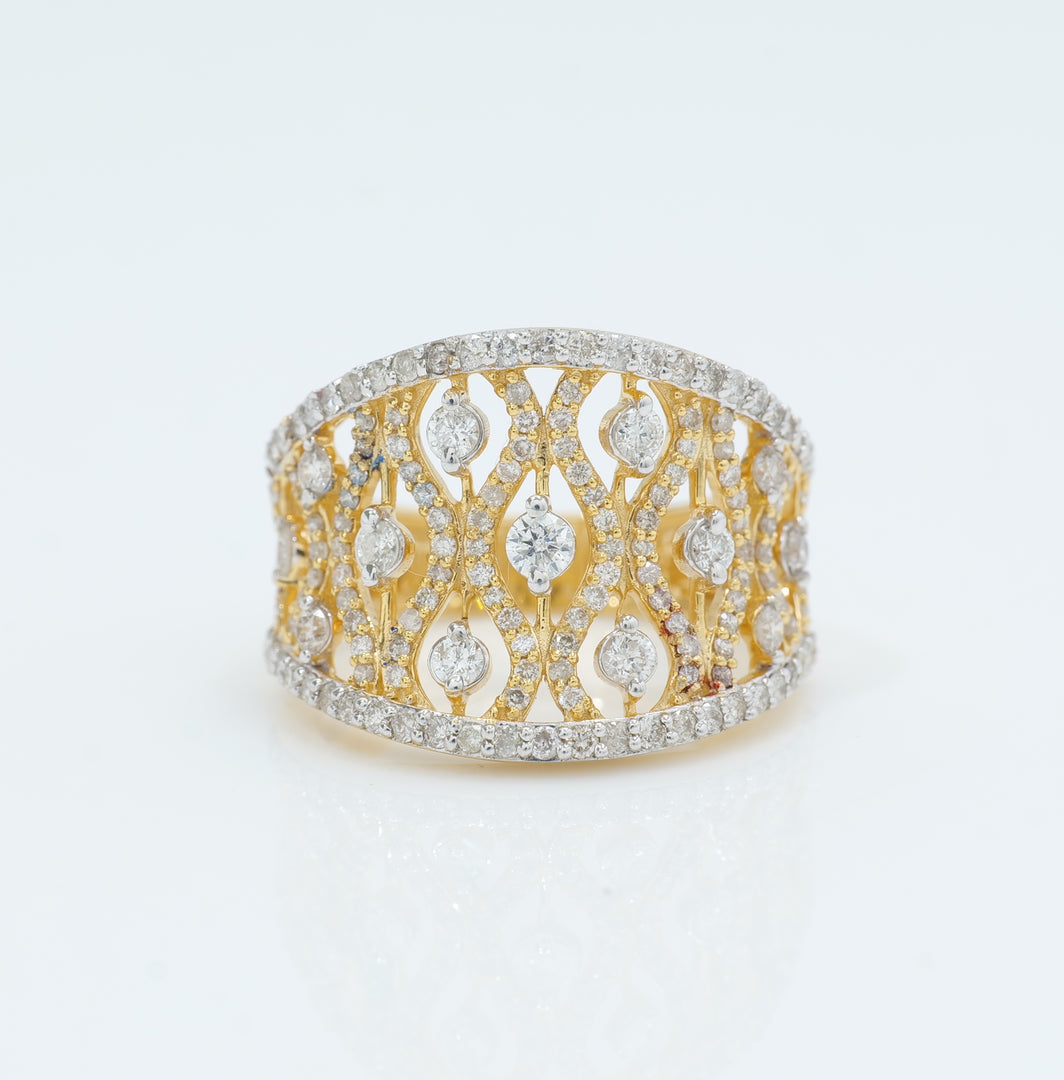 Lattice Diamond Cocktail Band Ring