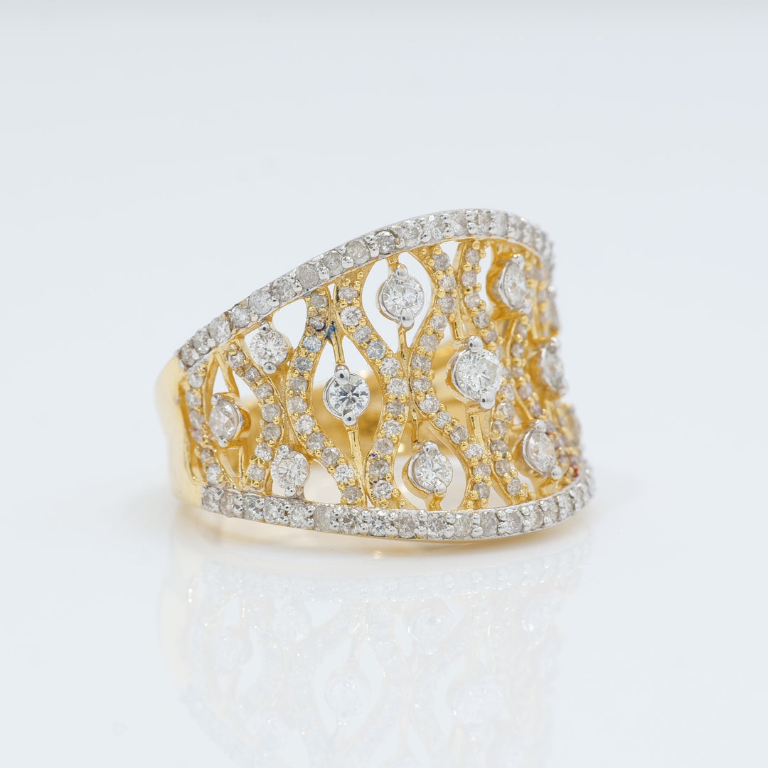 Lattice Diamond Cocktail Band Ring