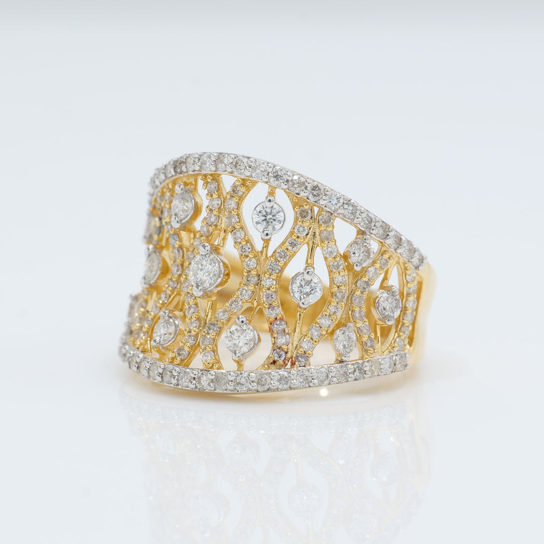 Lattice Diamond Cocktail Band Ring