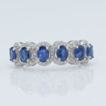 Load image into Gallery viewer, Oval Sapphire Halo Diamond Eternity Ring
