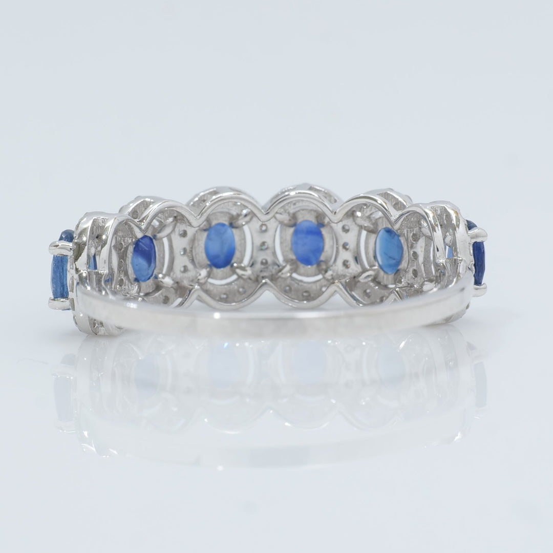 Oval Sapphire Halo Diamond Eternity Ring