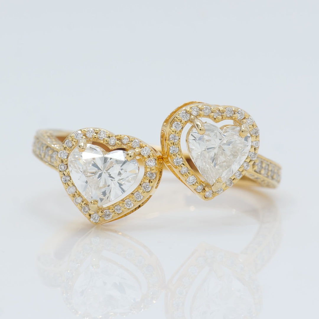 Heart Halo Diamond Bypass Ring