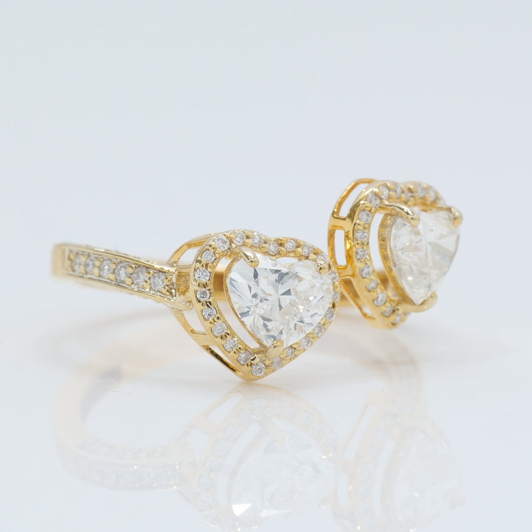 Heart Halo Diamond Bypass Ring