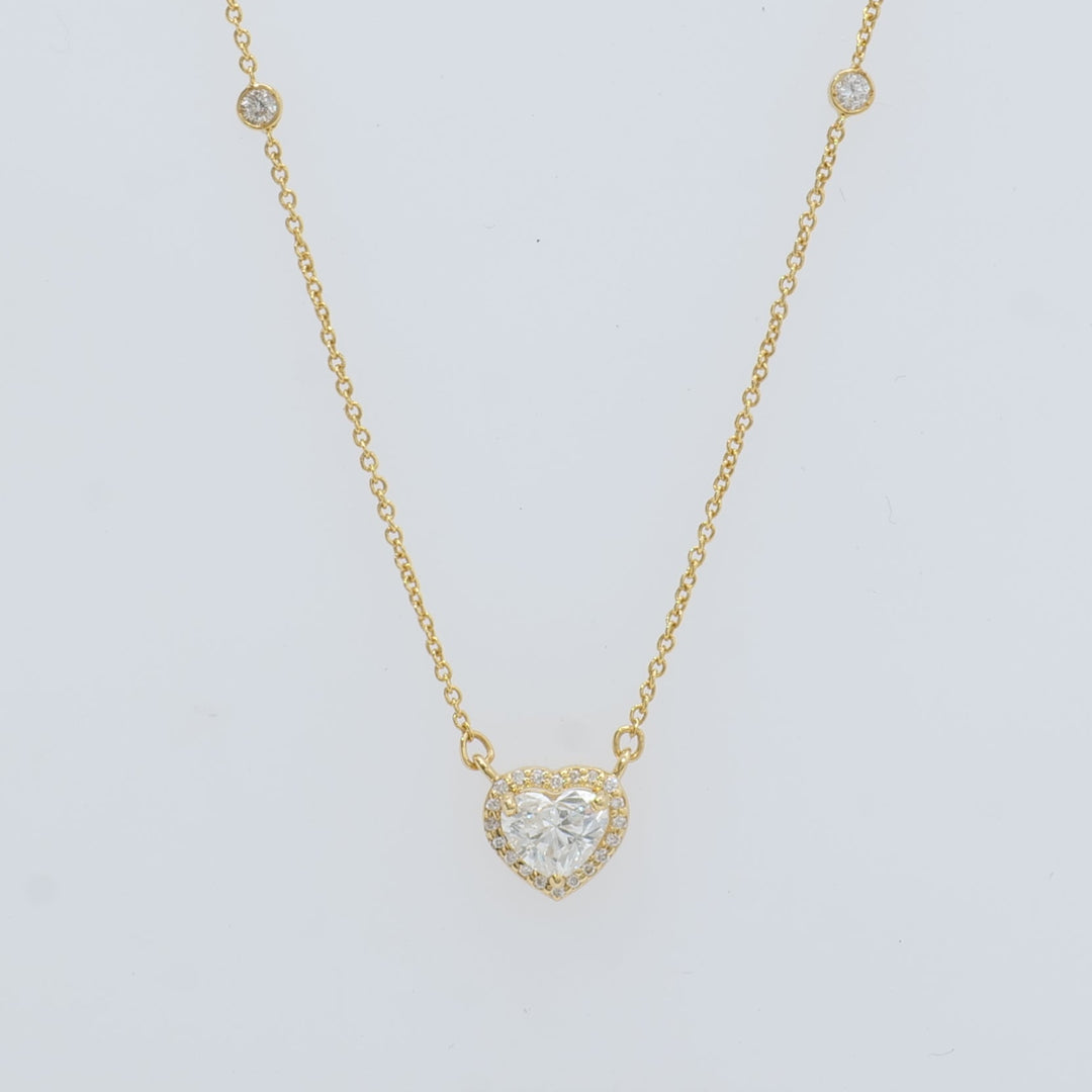 Heart Diamond Pendant Station Necklace