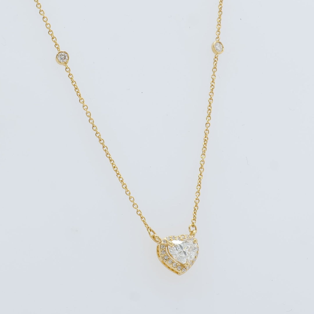 Heart Diamond Pendant Station Necklace
