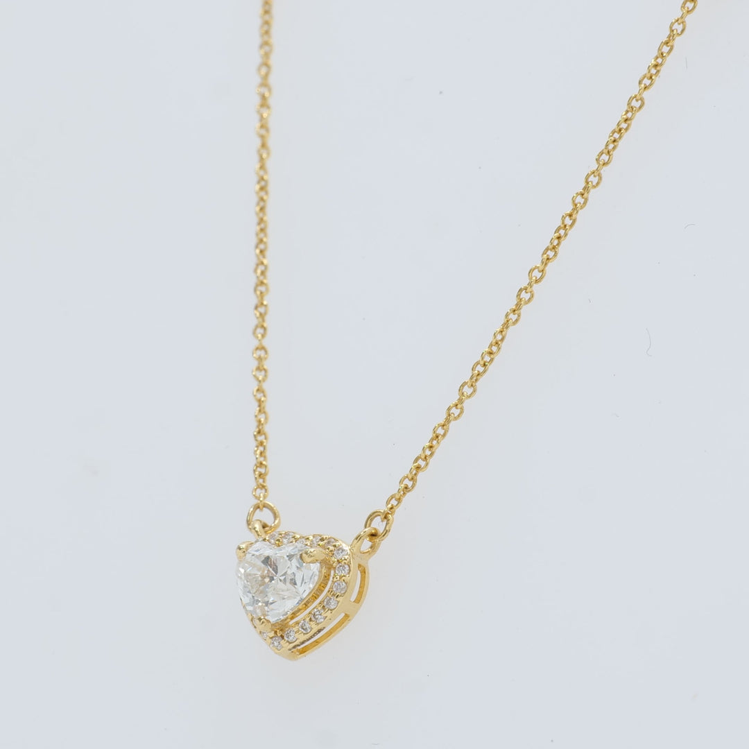 Heart Diamond Pendant Station Necklace