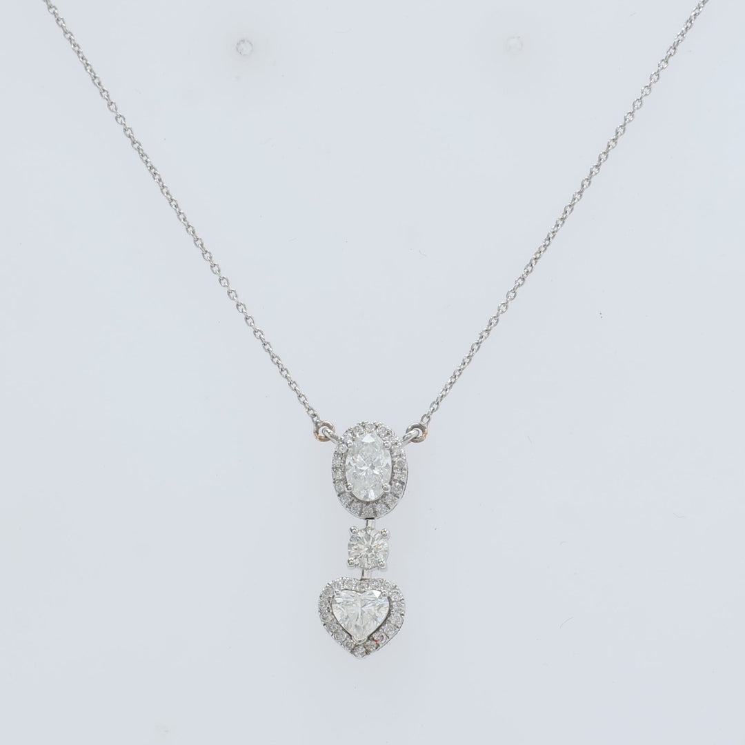 Oval Heart Drop Pendant Necklace