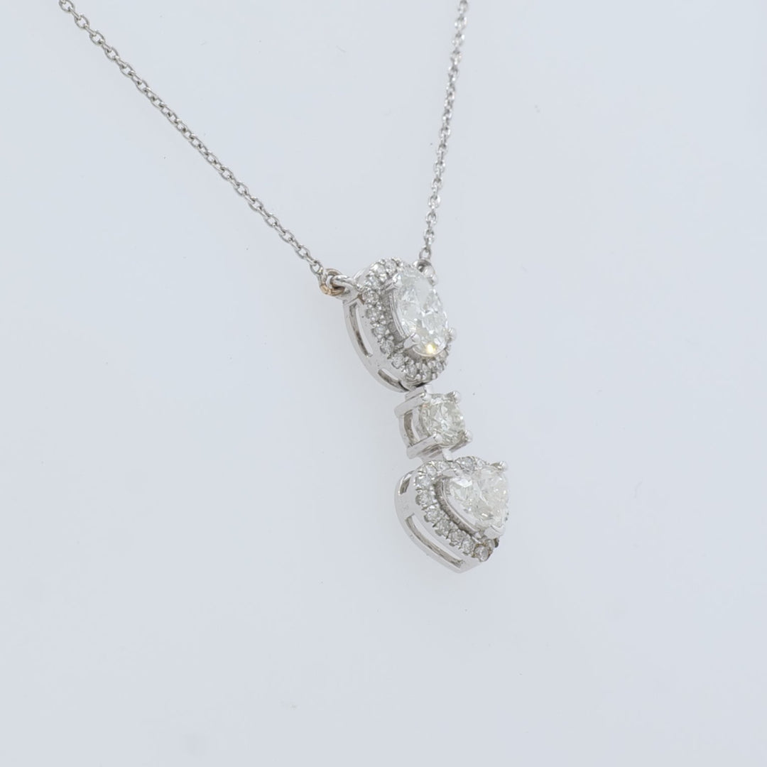 Oval Heart Drop Pendant Necklace