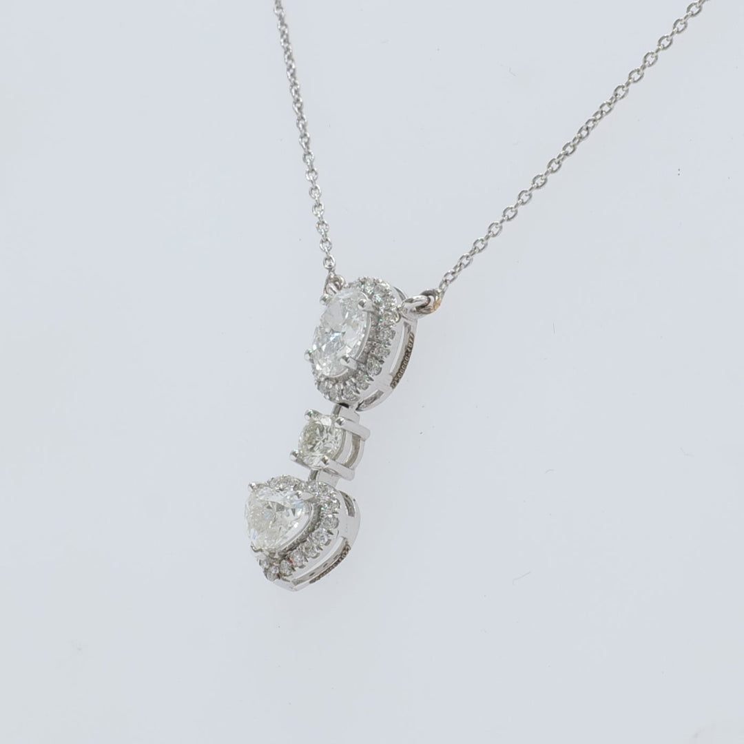 Oval Heart Drop Pendant Necklace