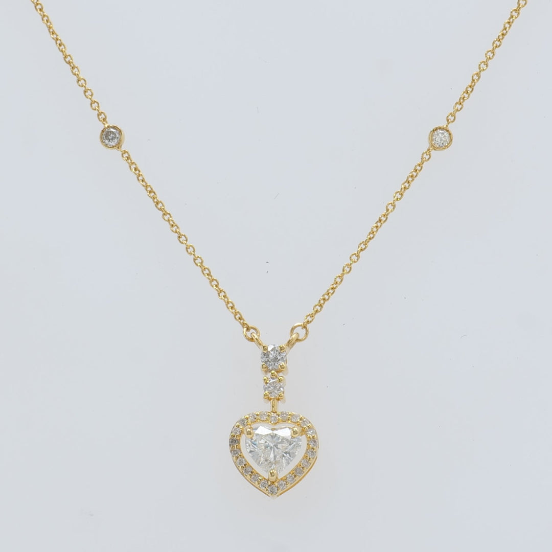 Heart Halo Diamond Pendant Necklace