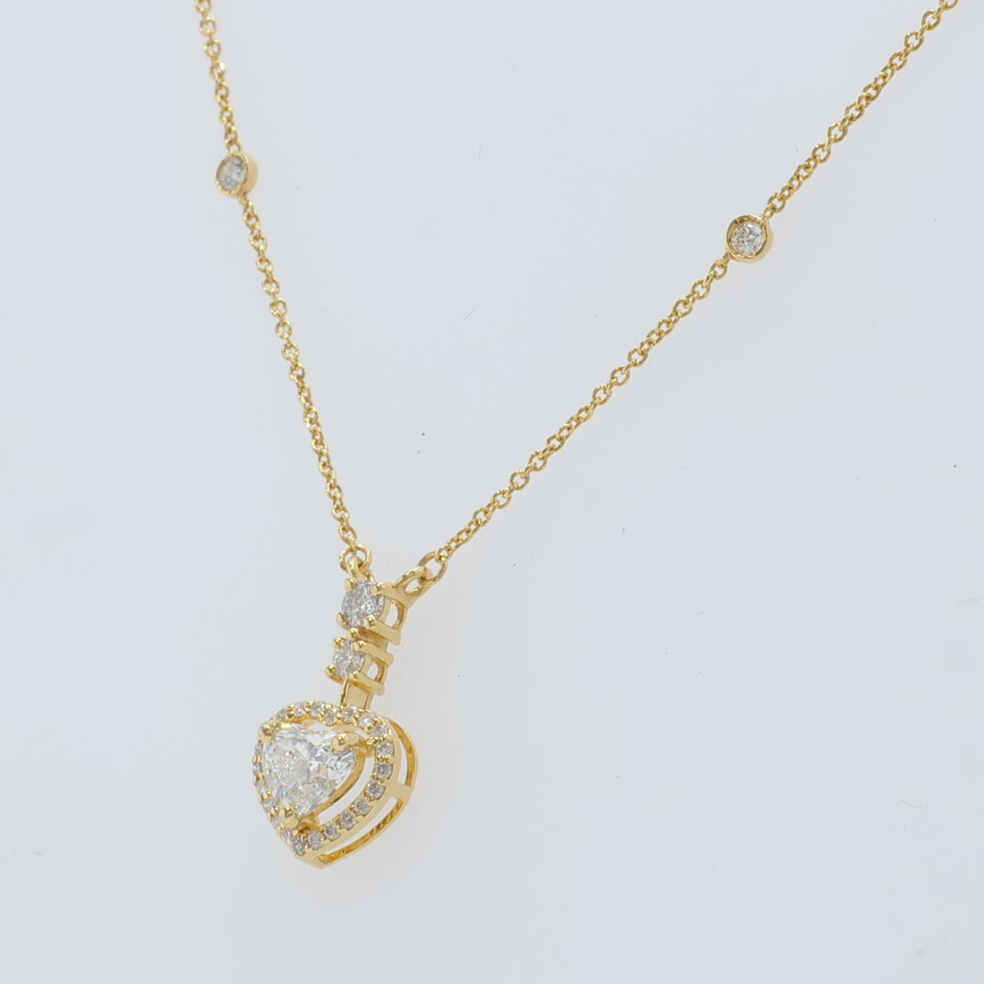 Heart Halo Diamond Pendant Necklace
