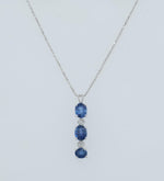 Load image into Gallery viewer, Blue Sapphire Pendant Necklace, 14k Solid Gold, Natural Diamonds, Gemstone Drop Chain, Certified Jewelry
