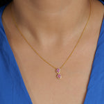 Load image into Gallery viewer, Oval Pink Sapphire Halo Diamond Necklace
