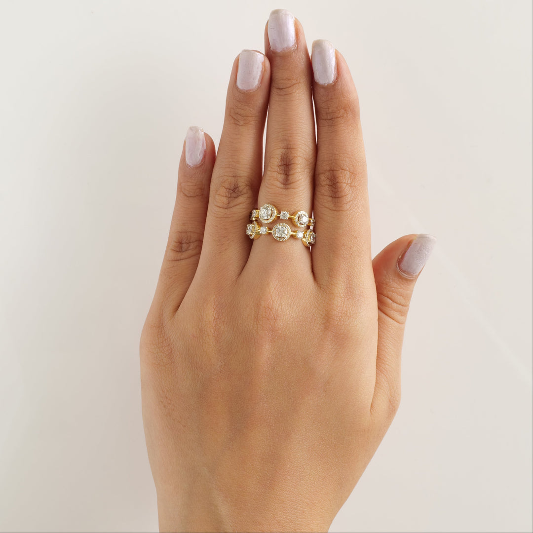 Halo Wide Diamond Band Ring