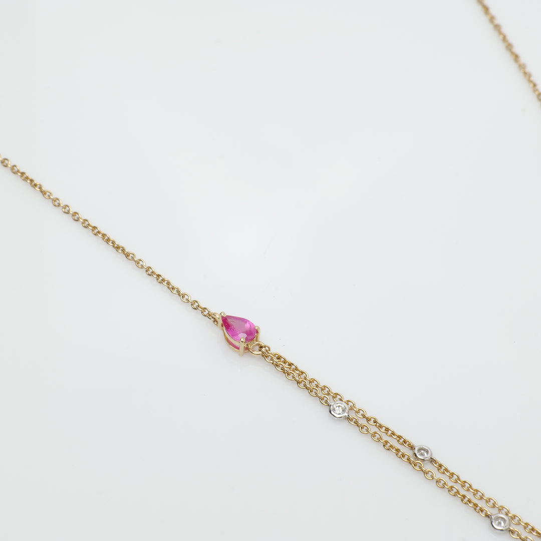 Pear Diamond Ruby Stacking Necklace