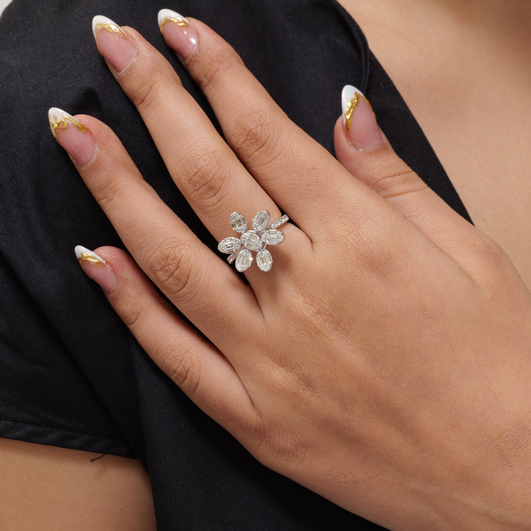 Floral Diamond Cluster Ring