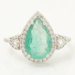 Load image into Gallery viewer, Pear Emerald Halo Diamond Ring
