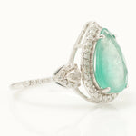 Load image into Gallery viewer, Pear Emerald Halo Diamond Ring
