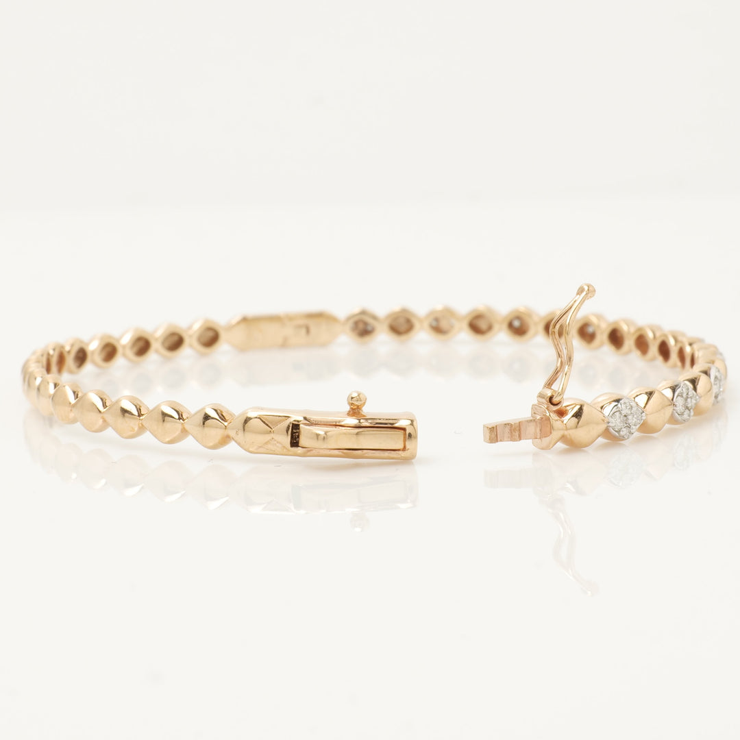 Bubble Drop design bangle bracelet, 14k Solid Gold, Natural Diamonds, Ready To Ship, Women&#39;s Day Gift