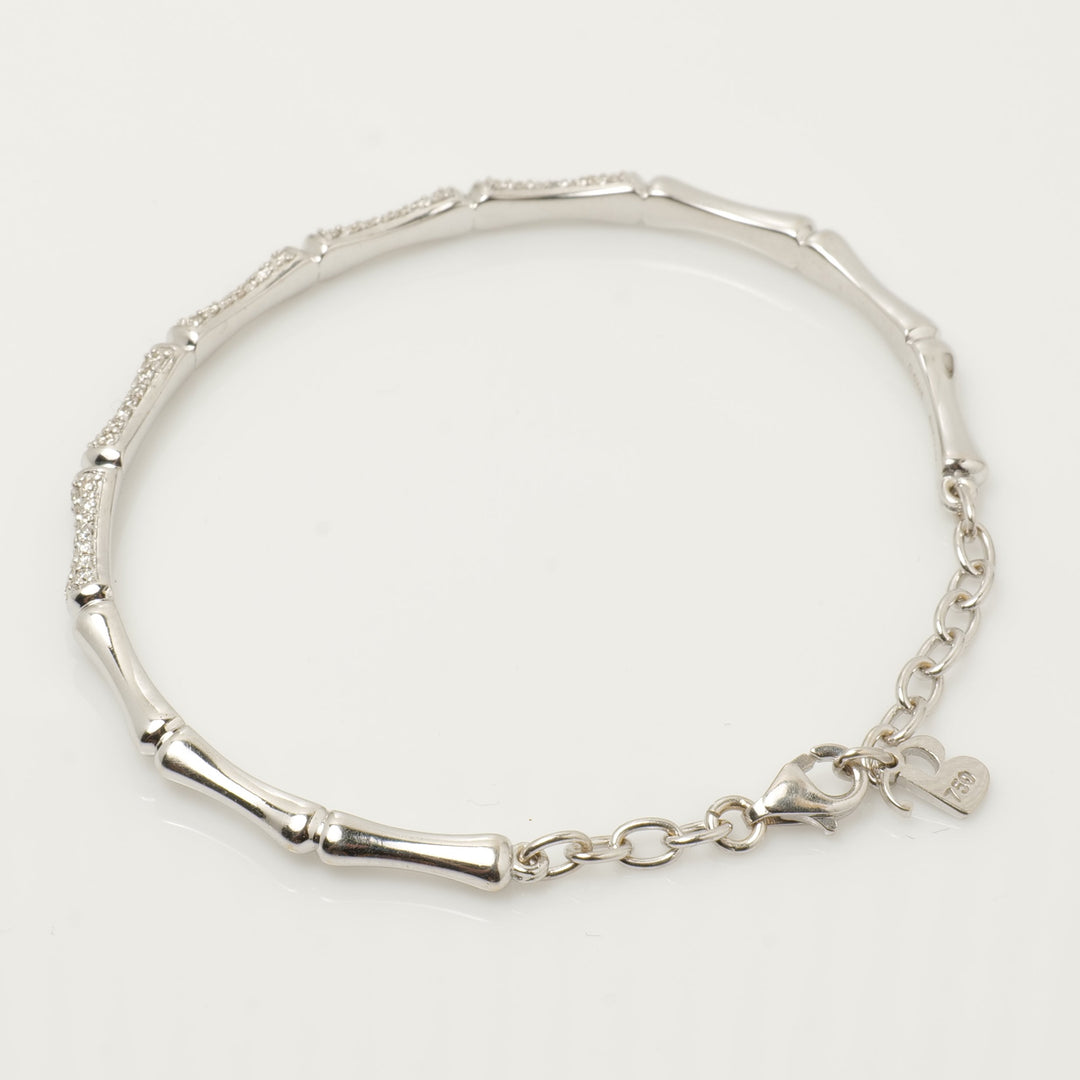 Diamond Bracelet In 18k Solid Gold, Bamboo Design Bracelet With Natural Diamonds, Ready To Ship, Women&#39;s Day Gift