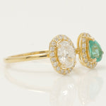 Load image into Gallery viewer, Emerald and Diamond Two Stone Ring
