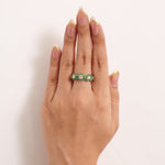 Load image into Gallery viewer, Emerald Halo Diamond Band Ring
