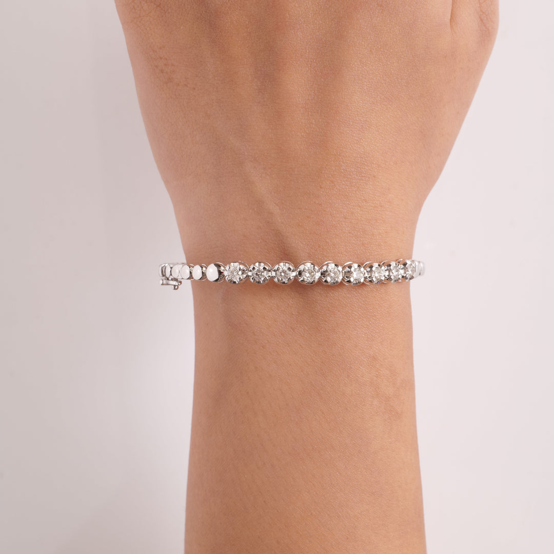 Solitaire Diamond Bracelet In 14kt Solid Gold, Illusion Setting With Natural Diamonds, Ready To Ship, Women&#39;s Day Gift